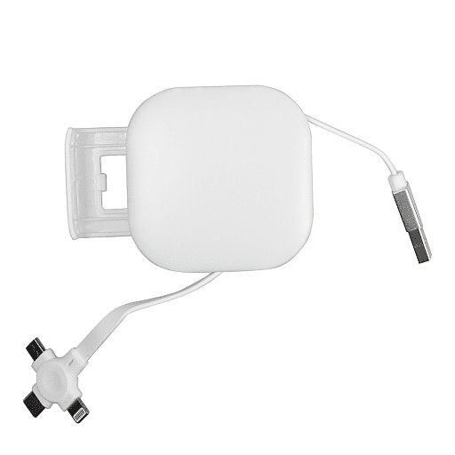 Кабель зарядный выдвижной USB Wingle 3-в-1 на Lightning, Micro-USB, Type-C «U50» 2,4 A, Quick Charge с подставкой для телефона, квадратный