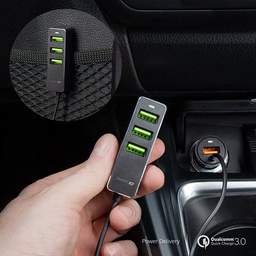 АЗУ 1 USB + 3 USB для пассажиров, QC 3.0, 7А