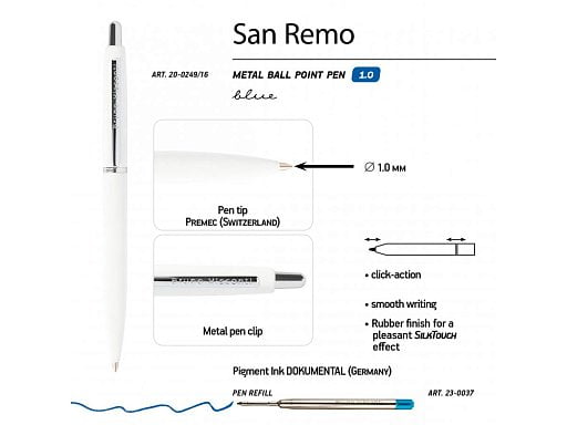 Ручка металлическая шариковая San Remo, 1,0мм