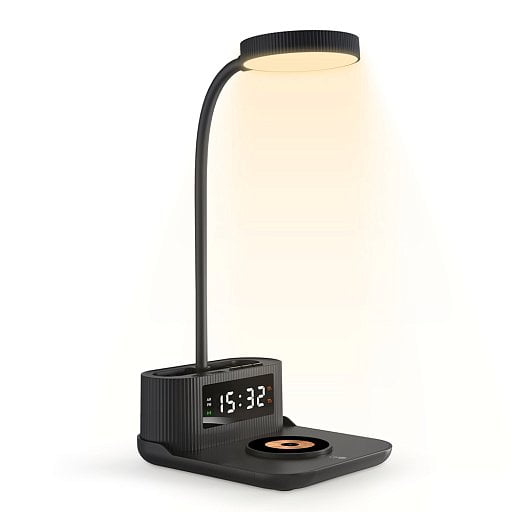Лампа-органайзер Crolly c беспроводной зарядкой 15W, черный