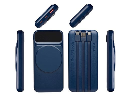 Магнитный беспроводной внешний аккумулятор со встроенными кабелями Мэни,быстаря зарядка, 10000 мАч