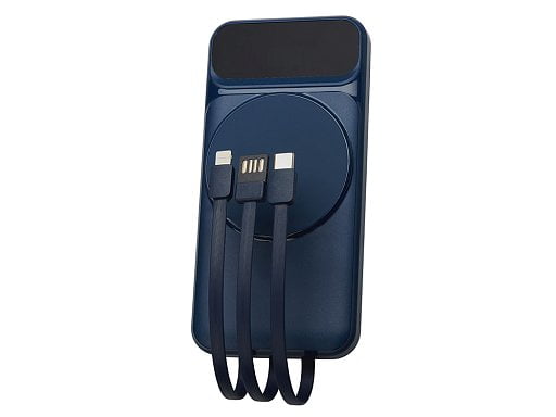 Магнитный беспроводной внешний аккумулятор со встроенными кабелями Мэни,быстаря зарядка, 10000 мАч