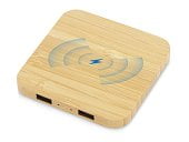 USB-хаб с беспроводной зарядкой из бамбука Plato, 5 Вт