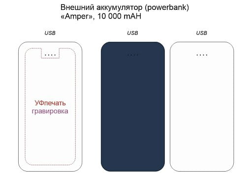 Внешний аккумулятор (powerbank) Amper, 10 000 mAH, 5V 2.0 A