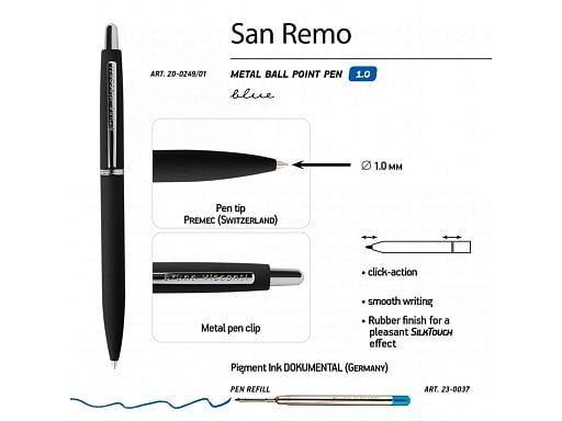 Ручка металлическая шариковая San Remo, 1,0мм
