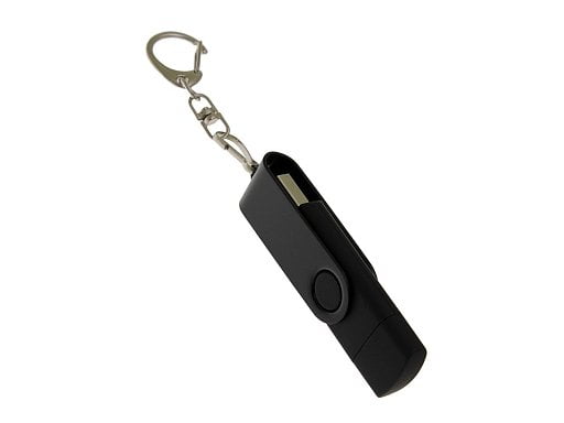 USB-флешка 2 в 1 поворотный механизм, c дополнительным разъемом Type-C с одноцветным металлическим клипом