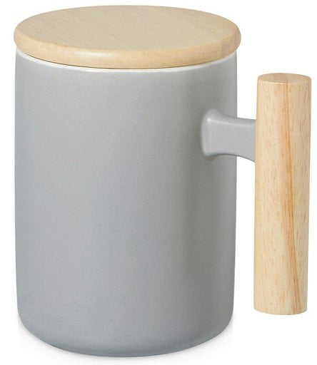 Кружка с ручкой и крышкой из каучукового дерева Jeny