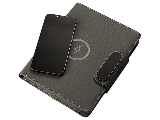 Подарочный набор металлическая ручка и блокнот А5 Twilight  со светящимся логотипом и пауэрбэнком