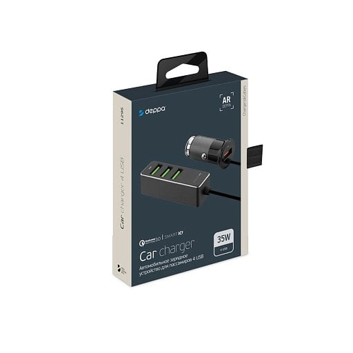 АЗУ 1 USB + 3 USB для пассажиров, QC 3.0, 7А