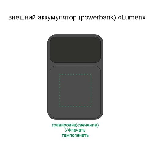 Внешний аккумулятор (powerbank) «Lumen», софт тач, 10 000 mAH