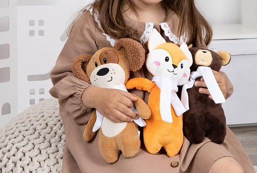 Мягкая игрушка Beastie Toys, мишка с белым шарфом