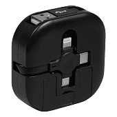 Кабель зарядный выдвижной USB Wingle 3-в-1 с подставкой для телефона, квадратный