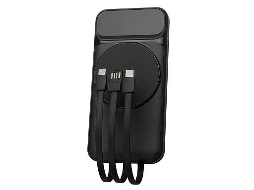 Магнитный беспроводной внешний аккумулятор со встроенными кабелями Мэни,быстаря зарядка, 10000 мАч