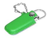 Флешка в массивном корпусе с кожаным чехлом, 16 Гб