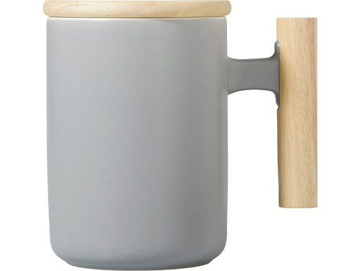 Кружка с ручкой и крышкой из каучукового дерева Jeny