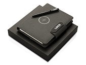 Подарочный набор металлическая ручка и блокнот А5 Twilight  со светящимся логотипом и пауэрбэнком