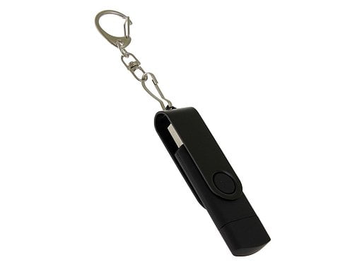 USB-флешка 2 в 1 поворотный механизм, c дополнительным разъемом Type-C с одноцветным металлическим клипом