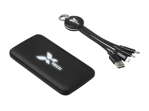 Набор из внешнего акуумулятора и универсального кабеля с подсветкой лого Reserve LED, 10000mAh