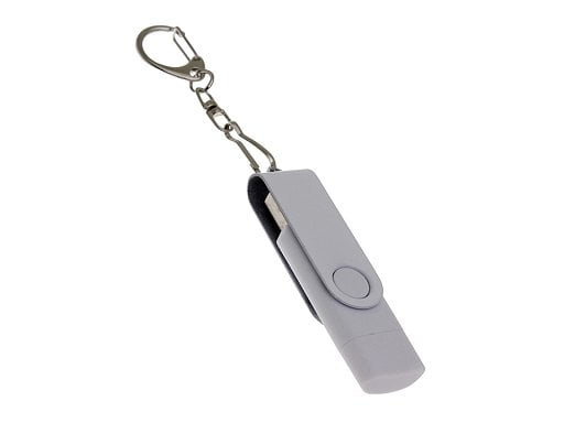USB-флешка 2 в 1 поворотный механизм, c дополнительным разъемом Type-C с одноцветным металлическим клипом