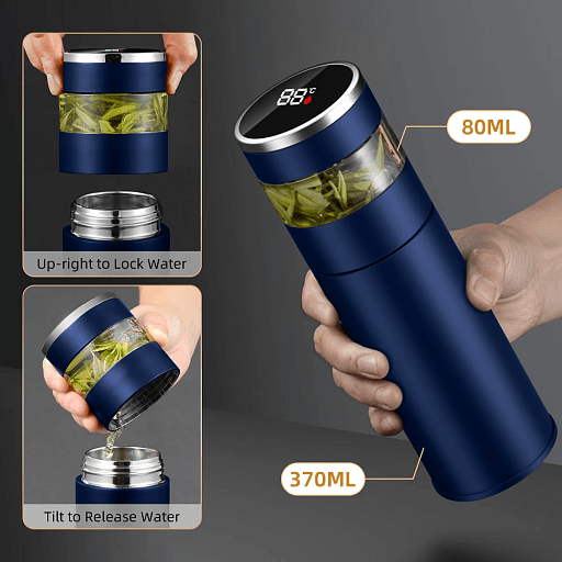 Термос стальной Gulfstream двухстеночный с вакуумной изоляцией 450 мл, крышка с дисплеем