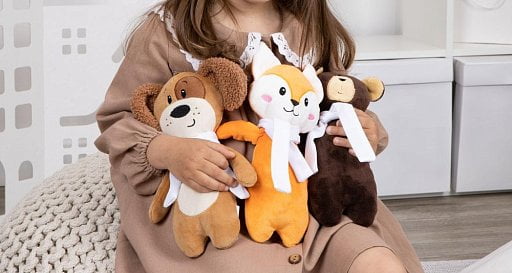 Мягкая игрушка Beastie Toys, собачка с белым шарфом