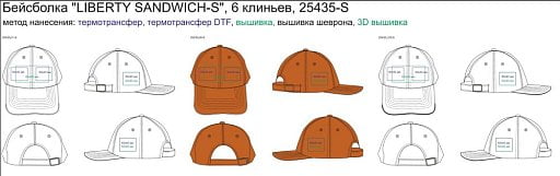 Бейсболка LIBERTY SANDWICH-S, 6 клиньев, металлическая застежка