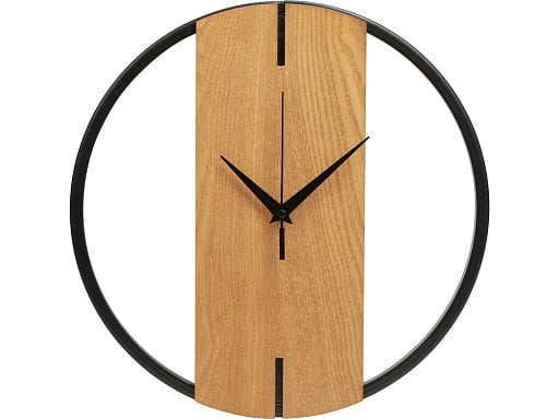 Деревянные часы с металлическим ободом Time Wheel