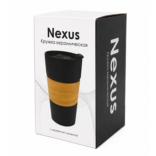 Кружка керамическая с деревянной манжетой Nexus
