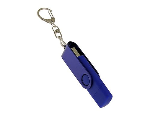 USB-флешка 2 в 1 поворотный механизм, c дополнительным разъемом Type-C с одноцветным металлическим клипом