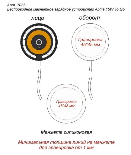 Беспроводное магнитное зарядное устройство Aphia 15W To Go