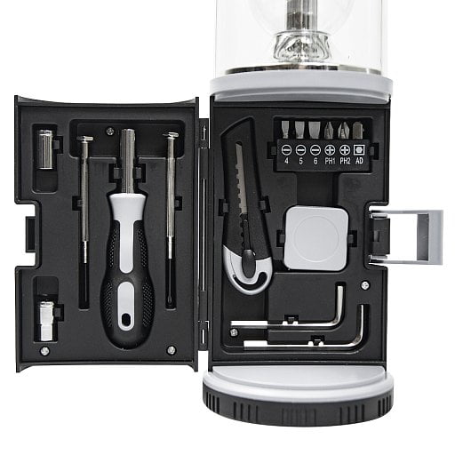 Набор инструментов Tools lantern cо встроенной лампой, 15 инструментов,  в пластиковом футляре