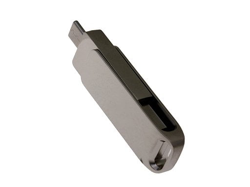 USB 3.0- флешка поворотный механизм 2 в 1, c дополнительным разъемом Type-C с одноцветным металлическим клипом