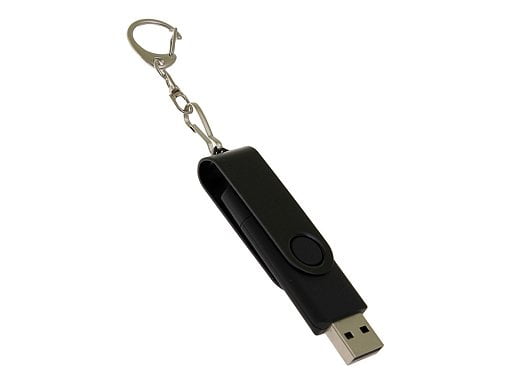 USB-флешка 2 в 1 поворотный механизм, c дополнительным разъемом Type-C с одноцветным металлическим клипом