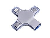 USB-флешка 4 в 1 поворотный механизм c разъемами MicroUSB, TypeC и Lightning