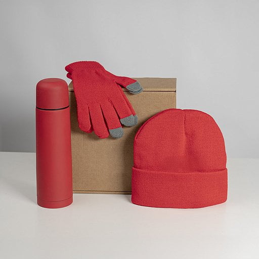 Набор подарочный GET WARM: перчатки, шапка, термос