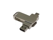 USB 3.0- флешка поворотный механизм 2 в 1, c дополнительным разъемом Type-C с одноцветным металлическим клипом