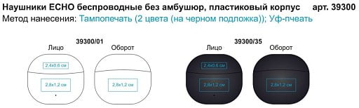 Наушники ECHO беспроводные без амбушюр, пластиковый корпус