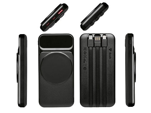 Магнитный беспроводной внешний аккумулятор со встроенными кабелями Мэни,быстаря зарядка, 10000 мАч