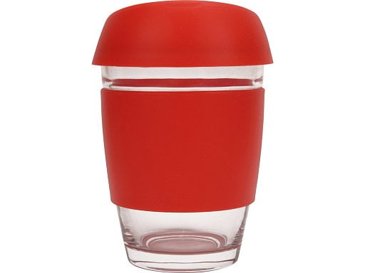 Стеклянный стакан Monday с силиконовой крышкой и манжетой, 350мл