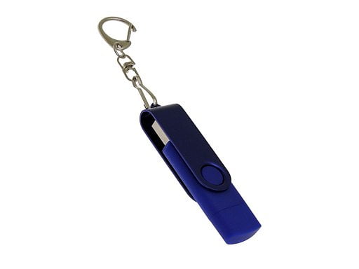 USB-флешка 2 в 1 поворотный механизм, c дополнительным разъемом Type-C с одноцветным металлическим клипом