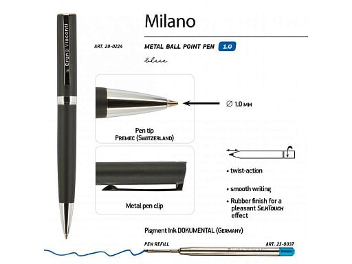 Ручка металлическая шариковая Milano