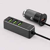 АЗУ 1 USB + 3 USB для пассажиров, QC 3.0, 7А