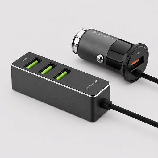 АЗУ 1 USB + 3 USB для пассажиров, QC 3.0, 7А