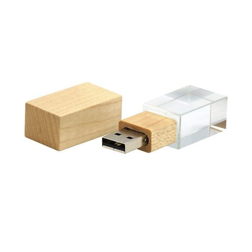 Флешка Кристалл Bamboo 16 Гб с белой подстветкой