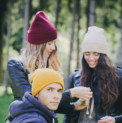 Шапка вязаная  двойная  Wind  с отворотом