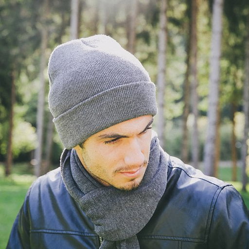 Шапка вязаная  двойная  Wind  с отворотом