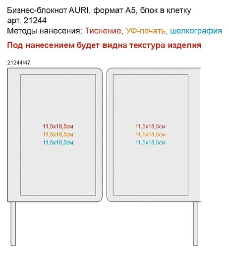 Бизнес-блокнот AURI, формат А5, блок в клетку